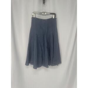 CP Shades Skirt Womens XS Blue Linen A Line Midi Elastic Waist Boho Cottagecore